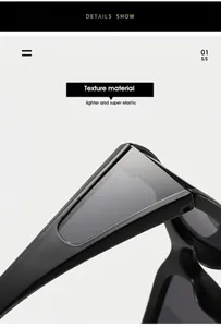 Detail of lightweight elastic black square sunglasses frame with modern texture