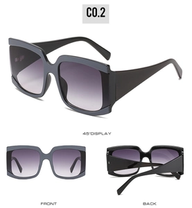 Affichage en trois vues de lunettes de soleil carrées oversize avec monture bicolore
