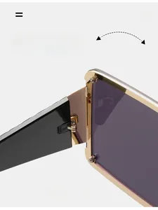Details von robusten Metallscharnieren an übergroßen quadratischen Sonnenbrillen
