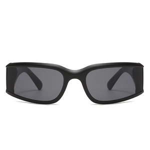 Futuristic Y2K matte black wrap-around cycling sunglasses with smoke lenses for sports