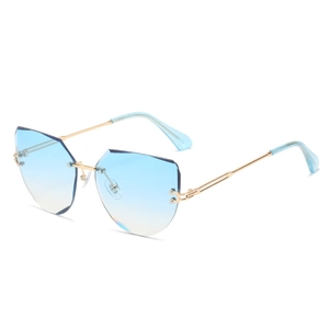 Rimless Cat Eye Sunglasses Gradient Lenses Metal Frame UV400 Protection Fashionable Streetwear Eyewear For Women