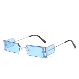 Small Square Sunglasses Women Metal Frame Rectangular Rimless Retro Y2K Punk UV400 Tinted Lens Streetwear Fashion Eyewear