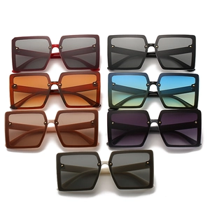 Set of large square sunglasses with gold rivets in seven diverse color options