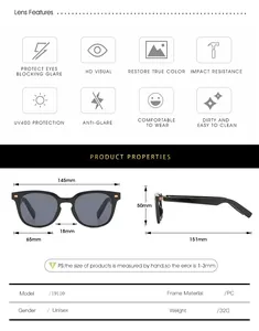 Tableau des tailles de lunettes avec largeur de 145mm et spécifications de protection UV400