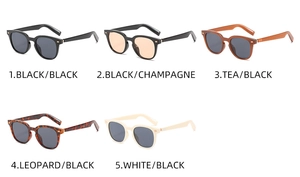 Collection de lunettes de soleil rondes rétro en noir, thé, léopard et crème