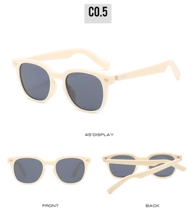 Vues détaillées de lunettes de soleil rondes blanc crème avec verres gris foncé