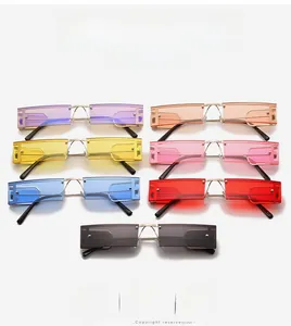 Detailed multi-color array of rimless rectangular sunglasses with sleek metal frames