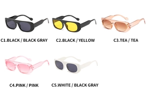 Collection de lunettes de soleil carrées rétro noires, thé, roses et blanches en PC