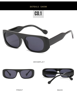 Lunettes de soleil noires surdimensionnées à sommet plat avec montures rétro épaisses