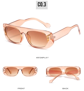 Vue en trois angles des lunettes de soleil en PC pêche avec verres dégradés marron