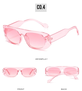Vues détaillées sous plusieurs angles de lunettes de soleil PC roses transparentes