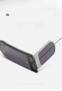 Detail of square sunglasses showing lighter metal frame and super elastic structure
