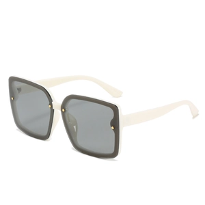 Lunettes De Soleil Carrées Grande Monture UV400 Style Rétro Vintage Monture PC Rivets Métalliques Pour Femmes