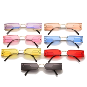 Trend square rimless sunglasses in seven colors with sleek metal frames for women