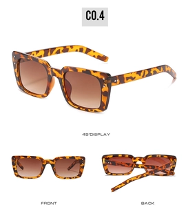 Vue triple de lunettes de soleil carrées en écaille avec verres dégradés et détails cloutés