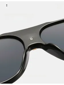 Detail of comfortable integrated nose pads on large black oversized sunglasses
