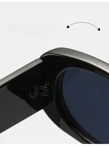 Détail de la charnière durable sur des lunettes de soleil rondes noires de haute qualité