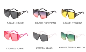 Collection of oversized shield sunglasses in six colors with stylish cutout temples