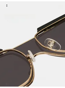 Detail of comfortable transparent silicone nose pads on oversized square sunglasses