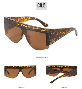 Detail of dark tortoiseshell oversized sunglasses with brown tinted lenses from three angles