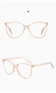 Detailed views of champagne cat eye glasses frames with metal rivets and anti-blue light lens