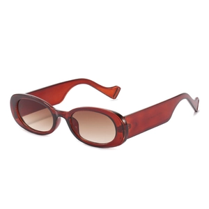 Lunettes de soleil rondes rétro avec branches ondulées et verres dégradés marron