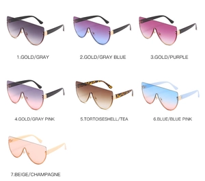 Lot de lunettes de soleil masque à dessus plat avec verres dégradés sans monture XXL