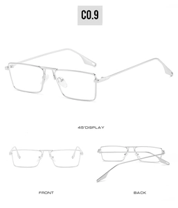 Close-up of silver metal double bridge sunglasses showing front, back and side view
