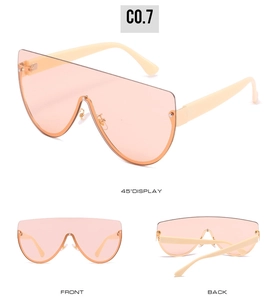 Lunettes de soleil bouclier à dessus plat, verres orange et branches blanc crème