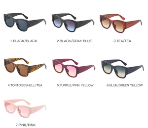 Collection of oversized square sunglasses featuring iconic quilted textured temples in 7 colors