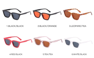 Grid display of vintage cat eye sunglasses in six assorted color combinations