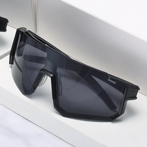 Obsidian black large frame cycling sunglasses with lightweight PC sports design