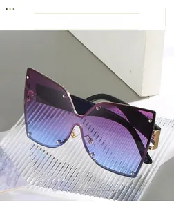 Détails de lunettes de soleil papillon surdimensionnées avec verres dégradés et charnière