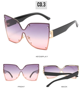Lunettes de soleil oversize sans monture avec verres dégradés violets et rivets dorés