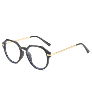 Polygonal Anti Blue Light Blocking Glasses TR90 Large Frame Metal Temples Retro Fashion Eyewear For Women Men