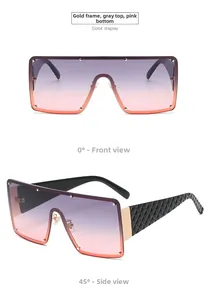 Lunettes de soleil carrées oversize avec verres dégradés et branches texturées