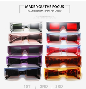 Multiple color options of rectangular oversized sunglasses with a trendy flat top design