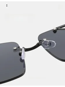 Close-up of comfortable transparent silicone nose pads on square frame sunglasses