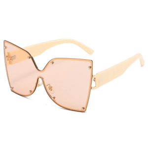Lunettes de soleil papillon surdimensionnées avec verres pêche et branches crème