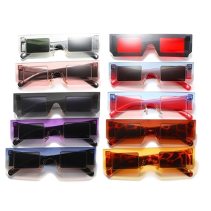 Retro pixel art square sunglasses in ten assorted vibrant colors for women and men