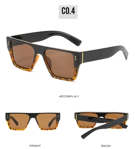 Flat top square sunglasses with tortoiseshell lower frame and high UV400 protection lenses