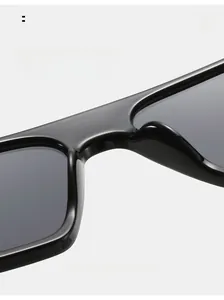 Close-up of integrated nose pads on black square sunglasses for pressure-free comfort