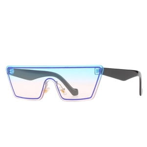 Lunettes de soleil oversize tendance avec verres dégradés bleu-rose et monture transparente