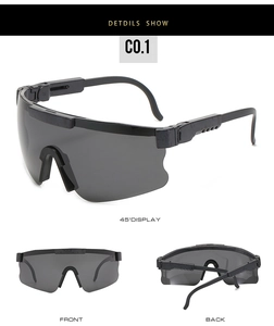 Detailed multi-angle views of black tactical sports polarized sunglasses for cycling