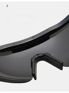 Close-up of comfortable matte anti-slip nose pads on black polarized sports sunglasses