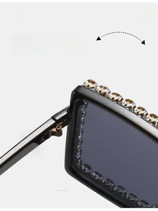 Detail of durable metal texture hinge on rhinestone oversized kids sunglasses