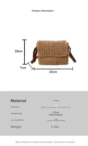 Specifiche dettagliate della borsa tessuta 22x18x7 cm con tracolla regolabile in evidenza
