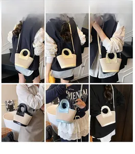 Detail shots of chic shell bag featuring hollow handle and versatile shoulder strap styles