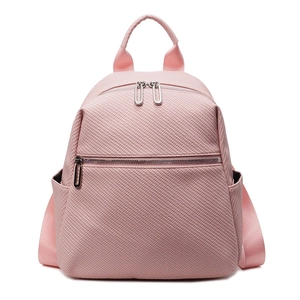 Mini sac à dos rose pour femme en tissu texturé avec poche zippée à l'avant