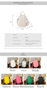 Detailed size chart for minimalist PU leather crossbody bag showing 13x19x4cm dimensions